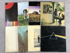 8 Pink Floyd LPs including: "Dark Side of the Moon", "Wish you were Here", "Meddle", "The Wall", "