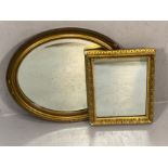 An oval and a square Gilt framed mirror, the Oval mirror approx 60cm wide