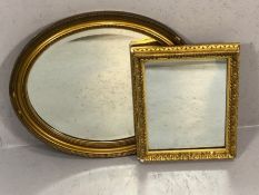 An oval and a square Gilt framed mirror, the Oval mirror approx 60cm wide