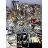 Quantity of Silver plated items to include a Lion handled Champagne/ wine bucket and lion handled