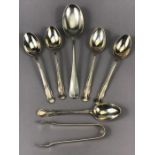 Collection of hallmarked silver items to include five Sheffield hallmarked spoons, rat tail spoon