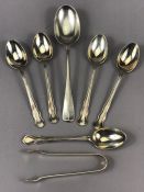 Collection of hallmarked silver items to include five Sheffield hallmarked spoons, rat tail spoon