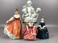 Collection of three Royal Doulton figurines to include 'Fair Lady' HN2835, 'Cherie' HN2341, 'Goody