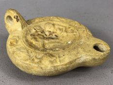 Roman oil lamp, approx 8cm in diameter