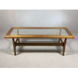 Mid Century glass-topped coffee table, approx 120cm x 50cm x 42cm tall, by Stateroom by