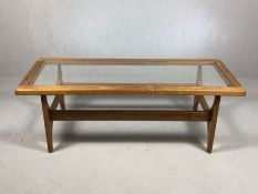 Mid Century glass-topped coffee table, approx 120cm x 50cm x 42cm tall, by Stateroom by