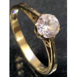 9ct Gold ring set with single stone size 'L.5'