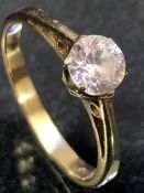 9ct Gold ring set with single stone size 'L.5'