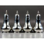 Set of four Hallmarked Silver Salt and pepper shakers Sheffield 1916 by maker Atkin Brothers each