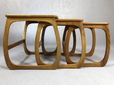 Mid century nest of three tables by NATHAN, the largest approx 53cm x 50cm x 48cm