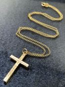 9ct Gold Cross (fully hallmarked, 3cm tall) on a 9ct Gold chain (aprrox 46cm long) total weight