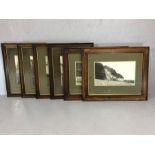 Collection of six large framed vintage black and white photos of Clovelly (two A/F), the largest