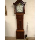 Flame mahogany longcase clock, eight day, strikes on the hour and half hour, by J Blagburn of