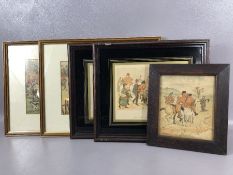 Five framed sporting / hunting prints: After G H Jalland, 'Mr Popple jumps a five barred gate'