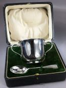 Silver Hallmarked Christening set comprising of a two handles Christening cup and silver
