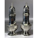 Pair of Hallmarked Silver Sugar shakers Birmingham each approx 17cm tall total weight approx 234g