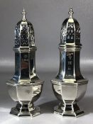 Pair of Hallmarked Silver Sugar shakers Birmingham each approx 17cm tall total weight approx 234g