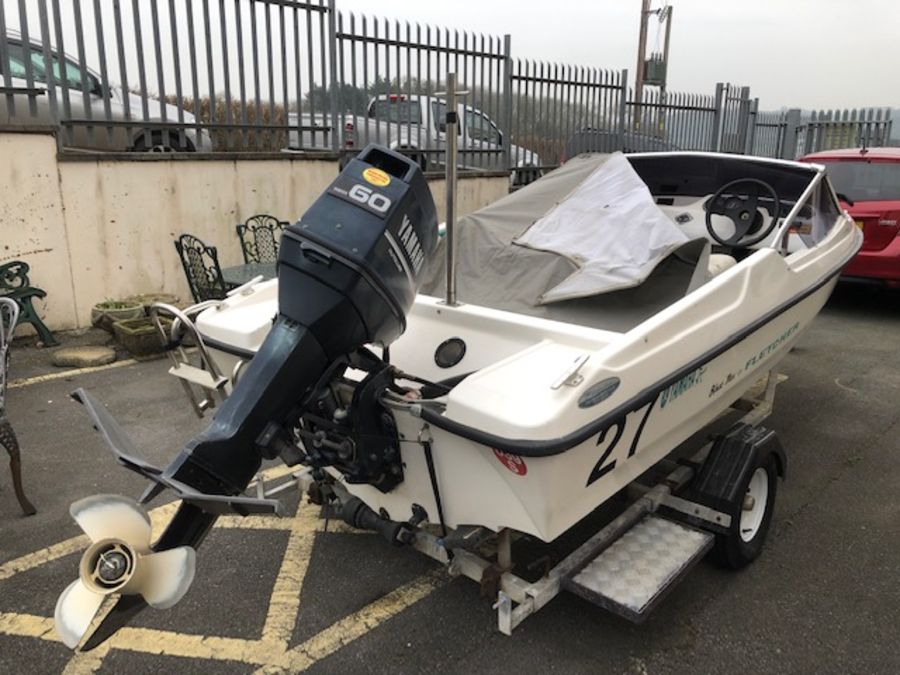 Speedboat: A Black Max Fletcher Speed boat on a road/ launch trailer with a YAMAHA 60HP outboard - Image 8 of 18