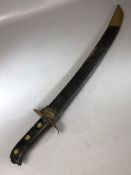 Officers Sword with Leather Scabbard and Brass fitments (possibly Japanese Heiho), the curved