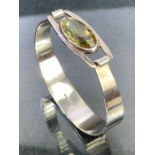 Birmingham hallmarked Silver bangle set with an Oval faceted Citrine stone 20mm x 10mm