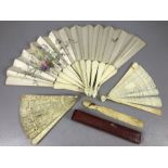 Collection of Eastern, Chinese vintage fans one boxed