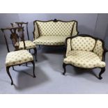 French style salon suite comprising two seater and single seater chair in gold and cream