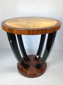 Art Deco style circular occasional table in highly polished finish, approx 60cm x 60cm