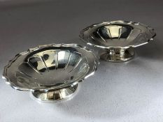 Pair of Hallmarked Silver pin dishes Birmingham 1933 by maker Adie Brothers Ltd diameter 10.5cm