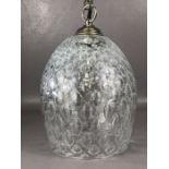 Bubble glass heavy bell shaped lantern/ lamp shade, the thick glass containing oval bubbles.