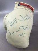 Sporting interest: Lonsdale White leather Boxing Glove signed "Best Wishes Lennox Lewis 1997" signed