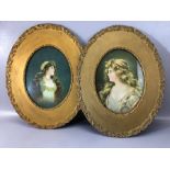 Pair of a gilt framed picture of women, each approx 49cm x 39cm