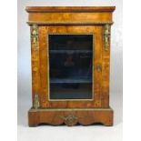 Victorian walnut glass fronted pier cabinet with ormolu mounts and satinwood inlay, three internal