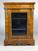 Victorian walnut glass fronted pier cabinet with ormolu mounts and satinwood inlay, three internal