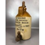 Vintage stoneware ginger beer bottle, marked 'Genuine home brewed ginger beer, Cater, Stoffell &