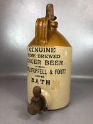 Vintage stoneware ginger beer bottle, marked 'Genuine home brewed ginger beer, Cater, Stoffell &