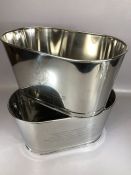 Pair of small Champagne buckets with engraved details to sides. One side engraved with a quote
