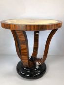 Art Deco style circular occasional table in highly polished finish, approx 60cm x 59cm