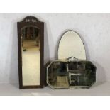 Two vintage bevel edged mirrors, the largest approx 67cm in length, along with a wooden framed bevel