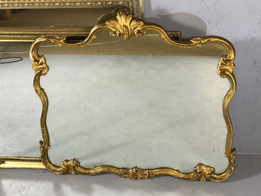 Three gilt framed mirrors, the largest approx 74cm x 106cm - Image 2 of 4