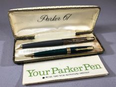 Vintage pens: Parker 61 and Parker "17", Parker original box and instructions