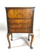 Sewing cabinet / box with three drawers and lidded top, approx 47cm x 30cm x 73cm tall