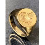 Fully Hallmarked 9ct Gold Signet ring with the Royal Marines Globe and Laurel Crest, size 'K' and