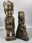 Two African tribal carved bone figures, the tallest approx 42cm tall