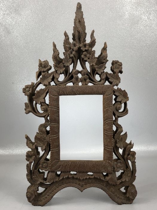Carved wooden Balinese or Indonesian wooden frame, approx 45cm in height