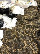 TEXTILES: Large collection of vintage lace, linens and fabric to include black and gold damask