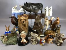 Collection of ceramic animal figurines to include Rosenthal deer, Nao rabbits, Beswick pony,