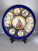 A LARGE SEVRES PATTERN PORCELAIN PLAQUE painted with a portrait of King Louis XVI and eight