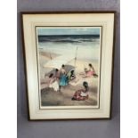 After Sir William Russell FLINT (Scottish, 1880-1969), Women picnicking on a beach, signed in pencil