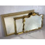 Three gilt framed mirrors, the largest approx 74cm x 106cm