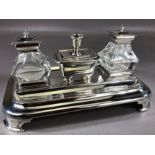 Victorian Silver Hallmarked double inkwell and central candle holder hallmarked for Sheffield 1854